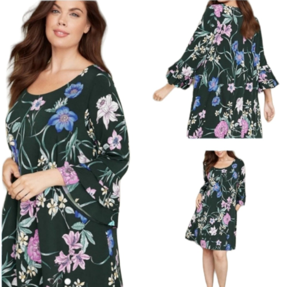 Lane Bryant Multicolored Floral Print Midi Dress Size 14/16